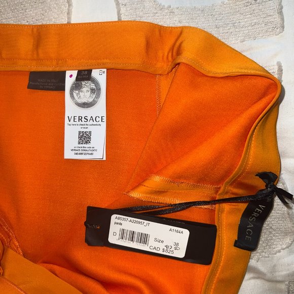 Gorgeous Versace High_Wasted Orange Trousers Brand New With Tag. Fits like US XS - Picture 4 of 7